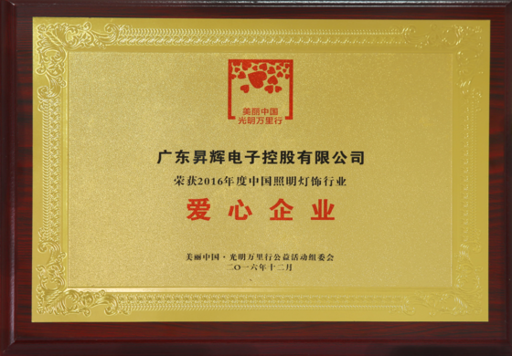 2016年度中國(guó)照明燈飾行業(yè)愛心企業(yè) 2016年度中國(guó)照明燈飾行業(yè)愛心企業(yè)